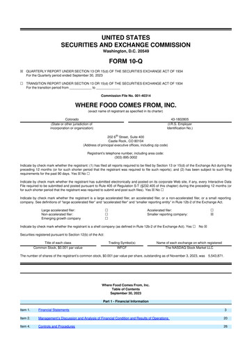 Thumbnail Where Food Comes From 10-Q Quarterly Report FY2023 