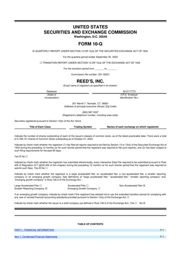 Vorschaubild Reed's, Inc. 10-Q Quartalsbericht  