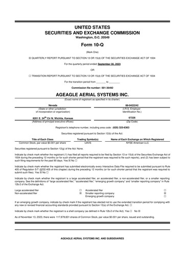 Thumbnail AgEagle Aerial Systems
 10-Q Quarterly Report FY 