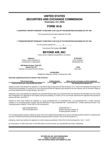 Thumbnail Beyond Air 10-Q Quarterly Report FY2024 