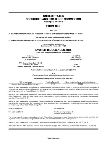 Thumbnail Evofem Biosciences
 10-Q Quarterly Report FY2023 