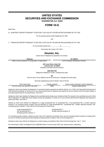 Vorschaubild Imunon 10-Q Quartalsbericht 2023 