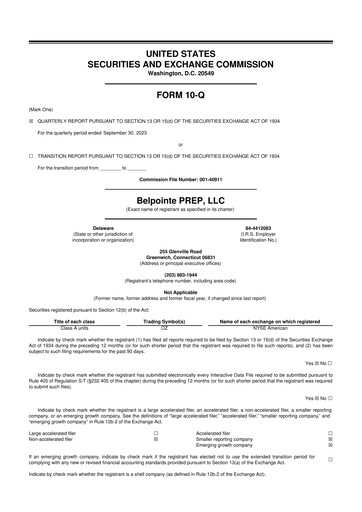 Thumbnail Belpointe PREP, LLC 10-Q Quarterly Report FY2023 