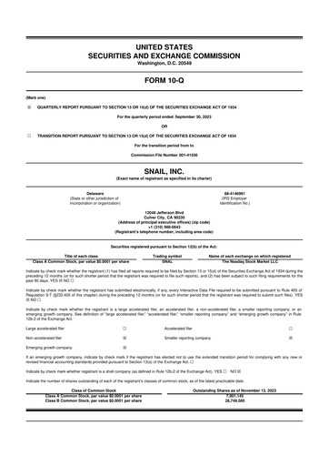 Vorschaubild Snail Inc 10-Q Quartalsbericht 2023 