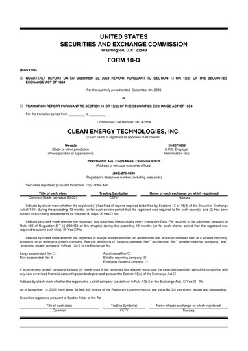 Thumbnail Clean Energy Technologies 10-Q Quarterly Report FY2023 