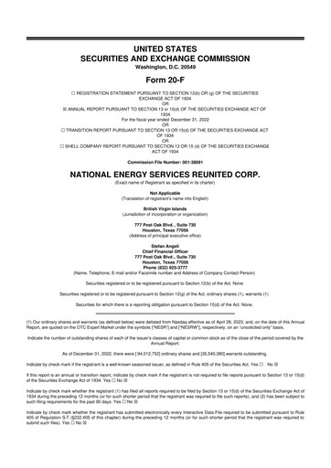 Thumbnail National Energy Services Reunited
 20-F Annual Report 2022