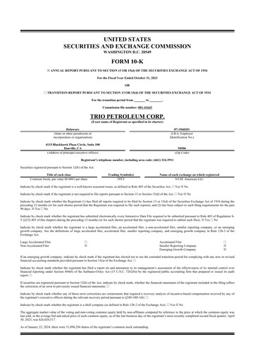 Miniature Trio Petroleum 10-K Rapport annuel 2023