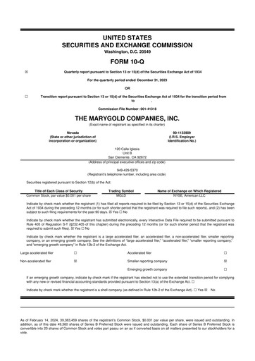 Vorschaubild the Marygold Companies 10-Q Quartalsbericht 2024 