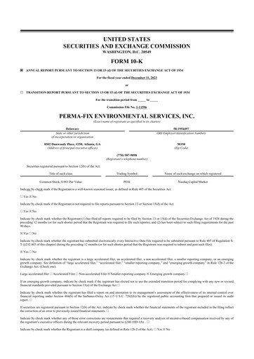 Thumbnail Perma-Fix Environmental Services 10-K Annual Report 2023