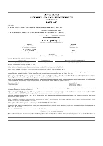 Thumbnail Prairie Operating 10-K Annual Report 2023