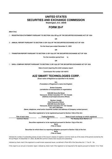 Miniature A2Z Cust2Mate Solutions 20-F Rapport annuel 2023
