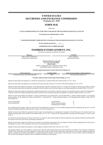 Thumbnail Inspired Entertainment 10-K Annual Report 2023