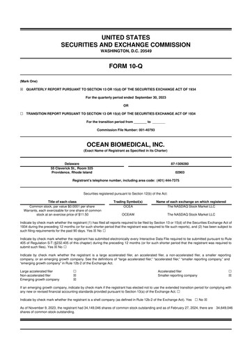 Vorschaubild Ocean Biomedical 10-Q Quartalsbericht 2023 