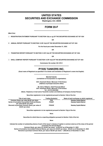Vorschaubild Pyxis Tankers 20-F Jahresbericht 2023