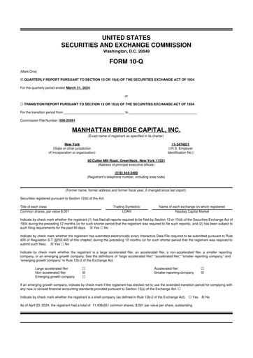 Thumbnail Manhattan Bridge Capital
 10-Q Quarterly Report FY 