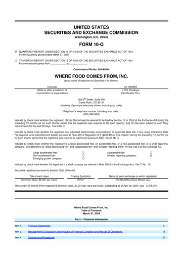 Thumbnail Where Food Comes From 10-Q Quarterly Report FY2024 