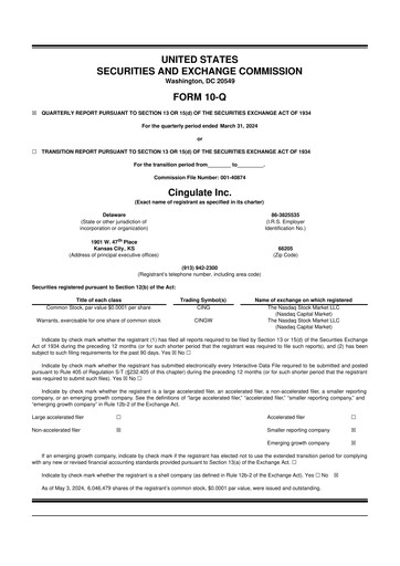 Thumbnail Cingulate 10-Q Quarterly Report FY2024 