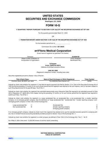 Miniature enVVeno Medical Corporation 10-Q Rapport trimestriel 2024 