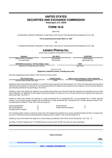 Miniature Lantern Pharma 10-Q Rapport trimestriel 2024 