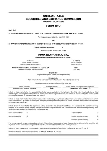 Thumbnail Immix Biopharma 10-Q Quarterly Report FY2024 