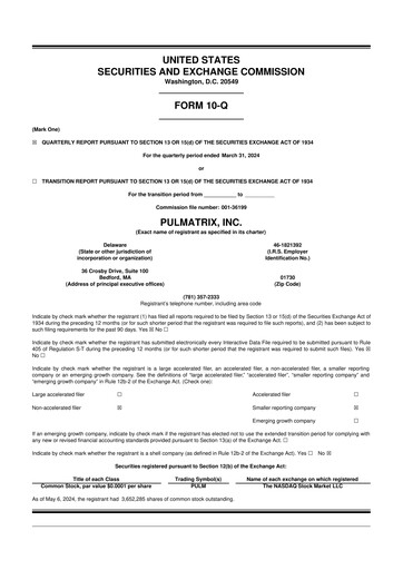 Vorschaubild Pulmatrix 10-Q Quartalsbericht 2024 