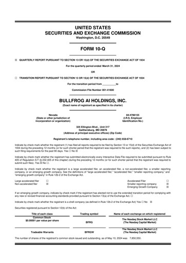 Thumbnail Bullfrog AI  10-Q Quarterly Report FY2024 