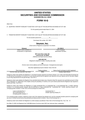 Vorschaubild Imunon 10-Q Quartalsbericht 2024 