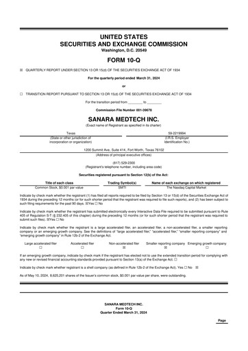 Thumbnail Sanara MedTech 10-Q Quarterly Report FY 
