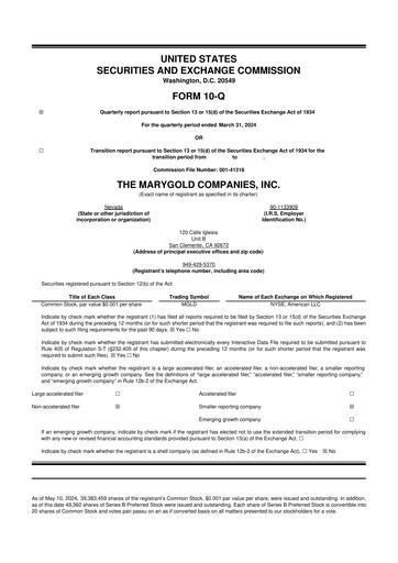 Vorschaubild the Marygold Companies 10-Q Quartalsbericht 2024 