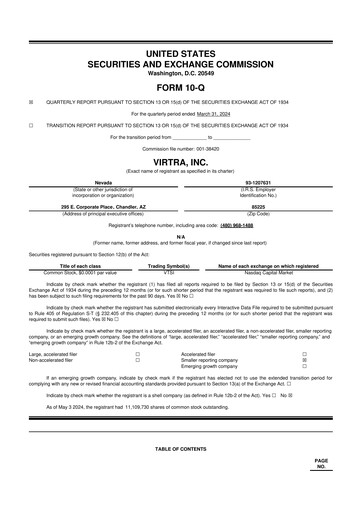 Thumbnail VirTra 10-Q Quarterly Report FY2024 