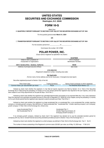 Miniature Polar Power
 10-Q Rapport trimestriel 2024 