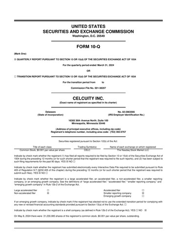 Vorschaubild Celcuity Inc. 10-Q Quartalsbericht 2024 