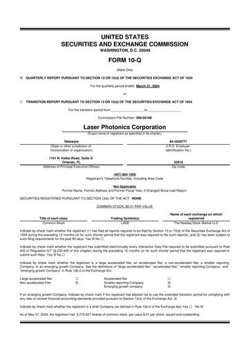 Miniature Laser Photonics 10-Q Rapport trimestriel 2024 