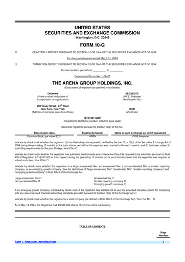 Thumbnail The Arena Group 10-Q Quarterly Report FY2024 