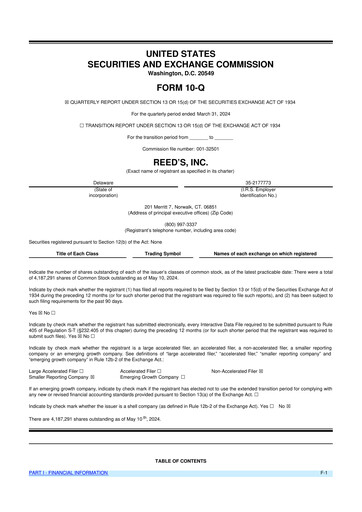 Vorschaubild Reed's, Inc. 10-Q Quartalsbericht  