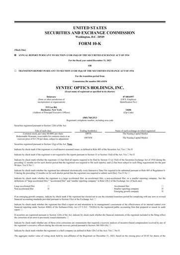 Thumbnail Syntec Optics 10-K Annual Report 2023