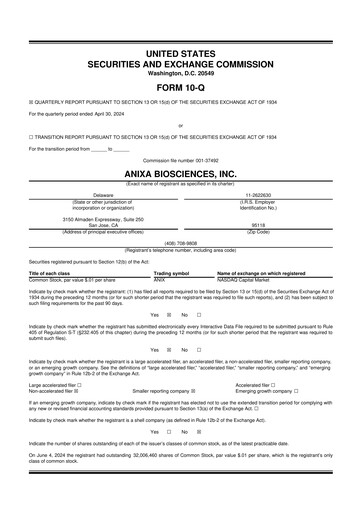 Vorschaubild Anixa Biosciences 10-Q Quartalsbericht 2024 