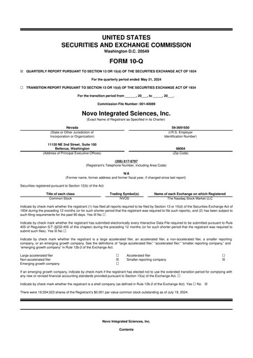 Thumbnail Novo Integrated Sciences 10-Q Quarterly Report FY2024 