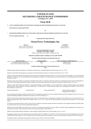 Thumbnail Ocean Power Technologies
 10-K Annual Report 2024