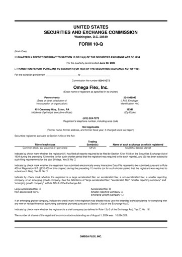 Thumbnail Omega Flex 10-Q Quarterly Report FY2024 