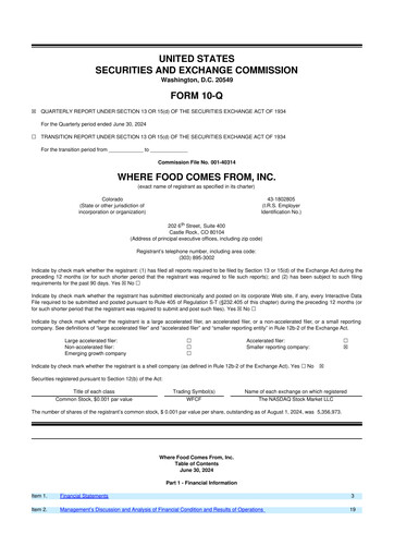 Thumbnail Where Food Comes From 10-Q Quarterly Report FY2024 
