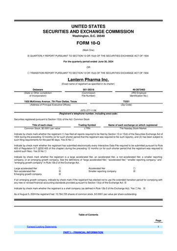 Miniature Lantern Pharma 10-Q Rapport trimestriel 2024 