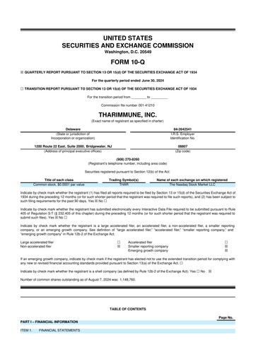 Vorschaubild Tharimmune 10-Q Quartalsbericht 2024 