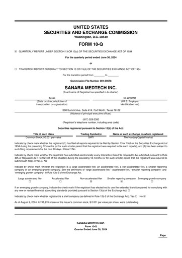 Thumbnail Sanara MedTech 10-Q Quarterly Report FY 