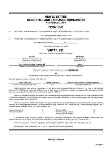 Thumbnail VirTra 10-Q Quarterly Report FY2024 