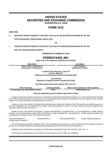 Thumbnail Stereotaxis 10-Q Quarterly Report FY2024 