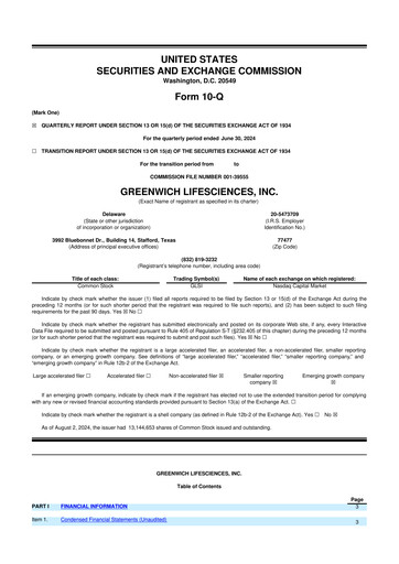 Thumbnail Greenwich LifeSciences 10-Q Quarterly Report FY2024 