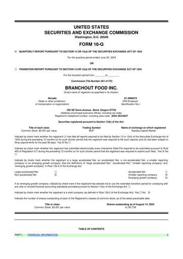 Thumbnail BranchOut Food 10-Q Quarterly Report FY 