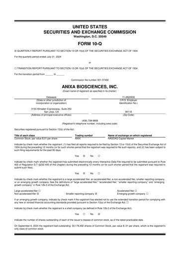 Vorschaubild Anixa Biosciences 10-Q Quartalsbericht 2024 