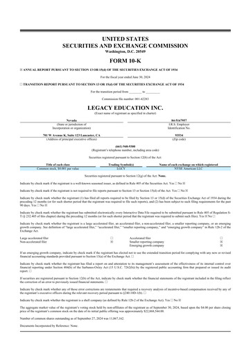 Thumbnail Legacy Education 10-K Annual Report 2024